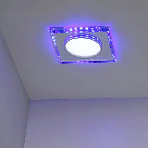 Stropná svetla Stropné svietidlo chróm/modré štvorcové LED SSP-22