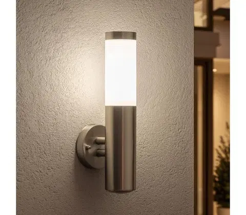 Svietidlá BRILAGI-LED stmievateľné vonkajšie nástenné svietidlo ELIA 1xE27/6W/230V 2700–6500K IP44 chróm BG5745+AI0042