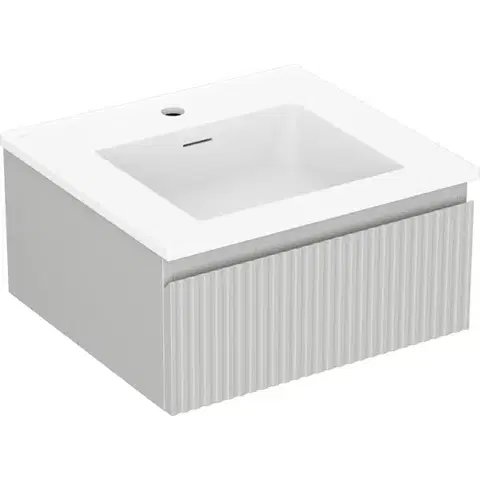 Kúpeľňový nábytok MEXEN/S - Rivel kúpeľňová skrinka 50 cm s umývadlom Otis, 1 šuplík, reliéf, šedá mat/biela mat 91A20-05023-1-BF62-W18M01