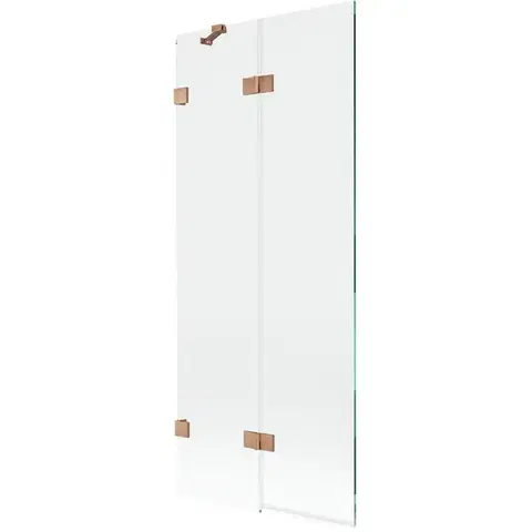 Sprchové dvere MEXEN/S - Lunar vaňová zástena 2-krídlová ľavá 80 x 150, transparent, meď kartáčovaná 897-080-100-65-00-L