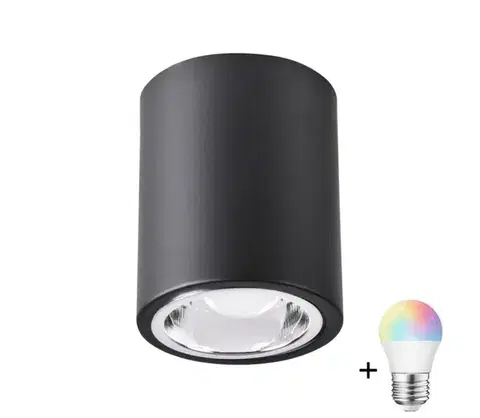 Svietidlá  LED RGBW stmievateľné bodové svietidlo JUPITER 1xE27/6,5W/230V pr. 9,8 cm čierne SA1042+AI0818