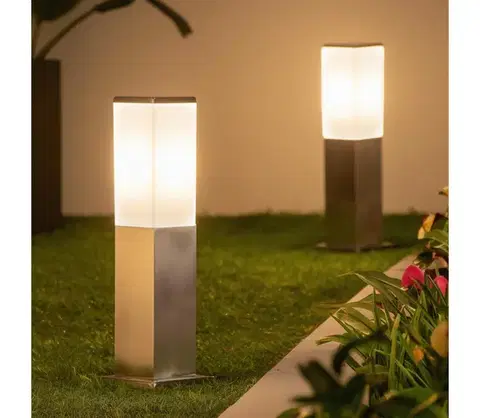Záhradné lampy Brilagi - Vonkajšie svietidlo NOVA 1xE27/15W/230V 40 cm IP44 matný chróm FG-KH446PSH-40-SIL