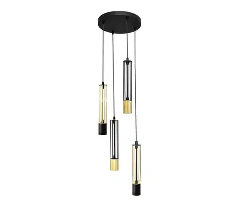 Svietidlá  LED Luster na lanku BARS 4xGU10/4,8W/230V čierna/zlatá W-KD 1115/4 BK+GO MIX