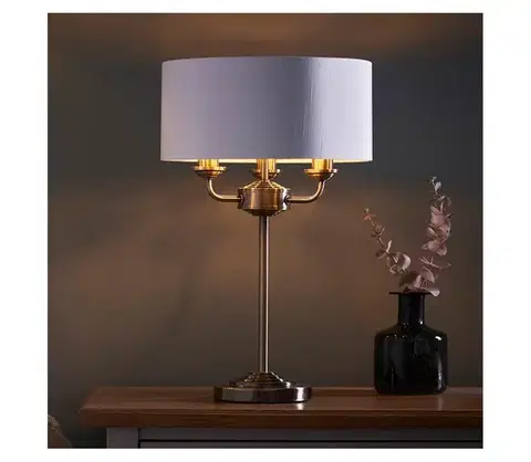 Lampy Endon 98932 - Stolná lampa HIGHCLERE 3xE14/18W/230V biela/mosadz pr. 32 cm 98932