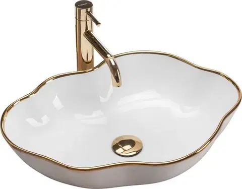 Umývadlá REA - Umývadlo na dosku Pearl Gold Edge REA-U0696