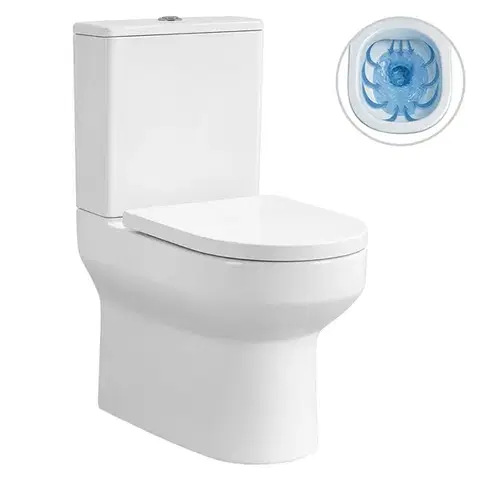 Záchody CERANO - WC kombi Vereto, Rimless + PP sedátko - biela lesklá - 81x36 CER-667757