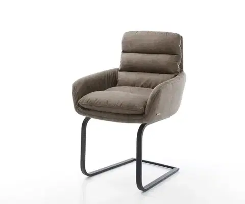 Jedálenské stoličky DELIFE Jedálenská stolička Abelia-Flex s opierkami mikrovlákno taupe vintage jedálenská stolička plochá čierna
