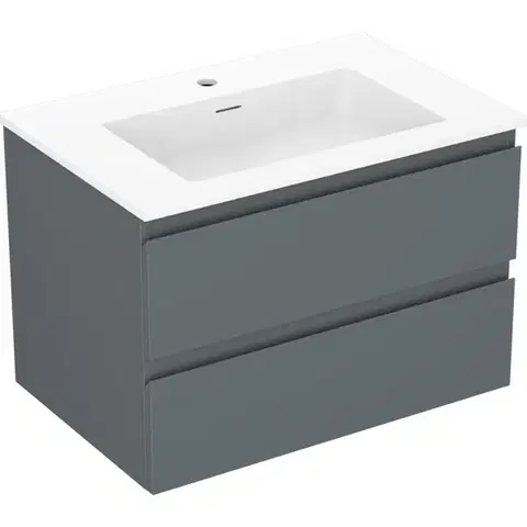Kúpeľňový nábytok MEXEN/S - Orio kúpeľňová skrinka 70 cm s umývadlom Otis, 2 zásuvky, grafit mat/biela mat 91A10-07047-2-BFF66-W18M01