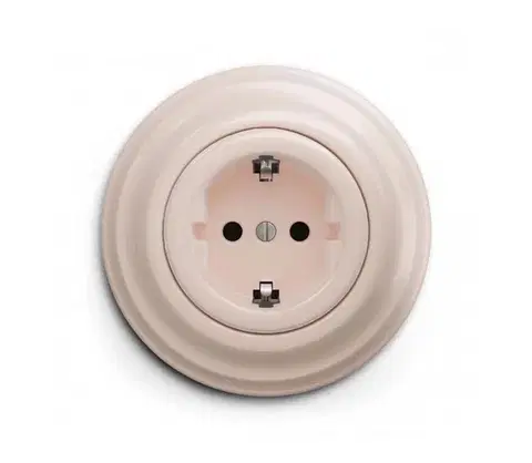 Predlžovacie káble Reblig - Retro domová zásuvka s rámčekom SCHUKO 230V/16A staroružová RG0119+RG0143