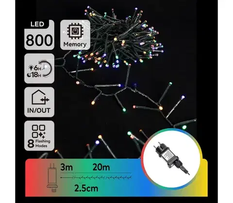 LED osvetlenie  B.V.  - LED vonkajší vianočný reťaz 800xLED/8 funkcií 23m IP44 viacfarebný B103031OA