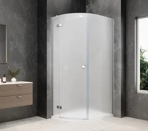 Sprchové dvere POLYSAN - GLOBE CHROME štvrťkruhová sprchová zástena 800x900, matné sklo, ľavá GB2890MLC