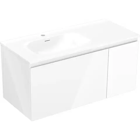 Kúpeľňový nábytok MEXEN/S - Orio kúpeľňová skrinka 100 cm s umývadlom Vela ľavá, 1S, 1D, biela lesk 91A13-10047-3-BBFF00-W23L00