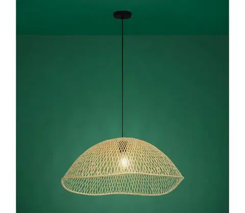 Svietidlá Eglo 390236 - Luster na lanku SAMBUCONA 1xE27/40W/230V pr. 72 cm bambus 390236