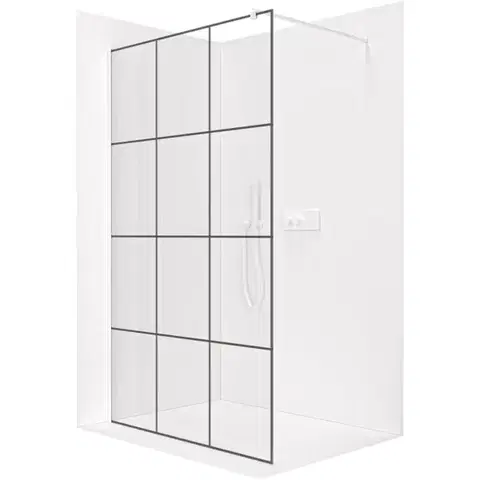 Sprchové dvere CERANO - Sprchová zástena Walk-in Onyx Round Ľ/P - 8 mm - guľatá vzpera - biela matná, industriálne sklo - 110x200 CER-8050BD238