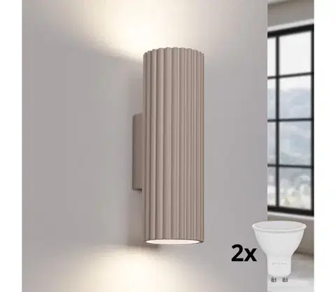 Svietidlá BRILAGI - LED nástenné svietidlo CRESTO 2xGU10/10W/230V 20 cm taupe BR.1760