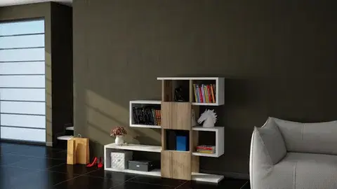 Knižnice Knižnica Karlin - White, Walnut