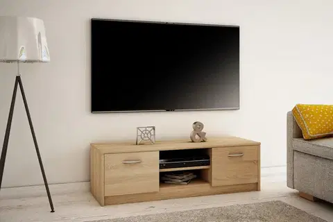 TV stolíky MAREK 027 TV stolík s dvierkami a policami, dub sonoma