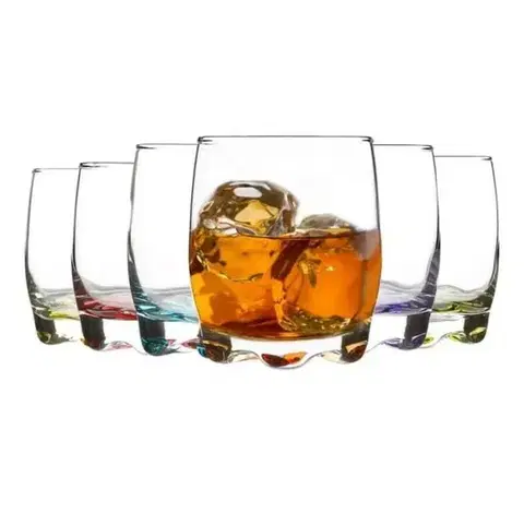 Poháre Kinekus Pohár na whisky 290 ml ADORA sklo, farebné dno 6 ks sada