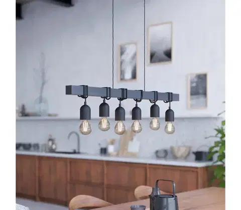 Svietidlá Eglo 44062 - Závesný luster TOWNSHEND 6xE27/60W/230V 44062