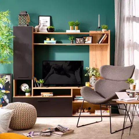 Obývacie steny Obývacia Stena Braga Artisan/Čierna 11011452