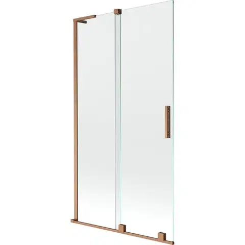 Sprchové dvere MEXEN/S - Velar L dvojkrídlová posuvná vaňová zástena 100 x 150, transparent, meď kartáčovaná 896-100-003-01-65