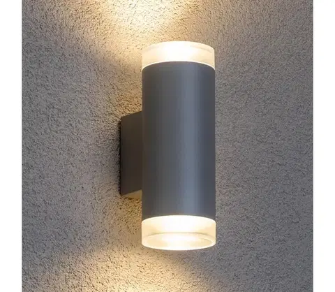 Záhradné lampy Brilagi - Vonkajšie nástenné svietidlo MATERA 2xGU10/30W/230V šedá IP54 WO-HR60276-OEM-SA
