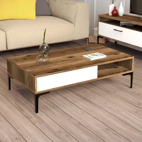 Konferenčné stolíky Konferenčný stolík Istanbul - Walnut, White
