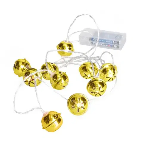 Vianočné dekorácie Solight LED vianočná reťaz rolničky, 10x LED, 1,5 m, 2x AA
