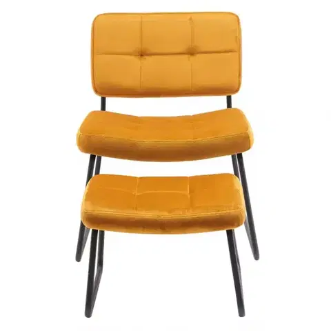Moderné kreslá Kreslo s opierkou nôh You&Me Yellow Velvet