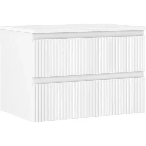 Kúpeľňový nábytok MEXEN/S - Rivel kúpeľňová skrinka pod umývadlo 70 cm s doskou, 2 zásuvky, reliéf, biela mat 91A20-07047-2-BFFC01