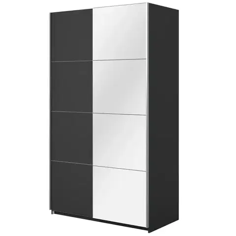 Šatníkové skrine Skriňa 120cm Beta 54  Čierna/Zrkadla