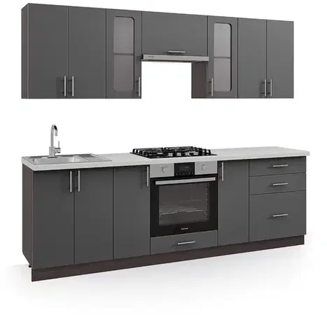 Kuchynské linky FIJONA kuchynská linka 240, kremenec/wenge