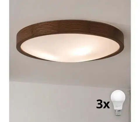 Svietidlá BRILAGI - LED stropné svietidlo CARVALHO SLIM 3xE27/15W/230V dub/orech priem. 47 cm 8590828607212