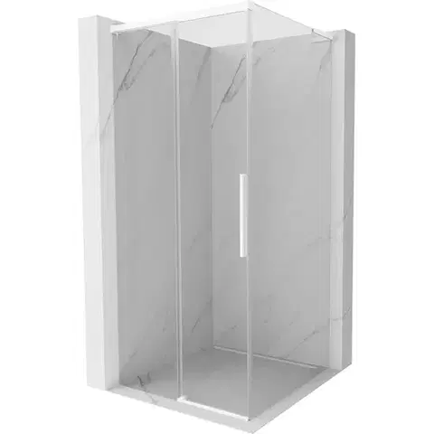 Sprchovacie kúty MEXEN/S - Rox L sprchový kút posuvný 100 x 100, transparent, biela 8C2L-100-100-20-00