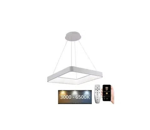 Svietidlá  LED Stmievateľný luster na lanku LED/55W/230V 3000-6500K biela + diaľkové ovládanie J4377/W