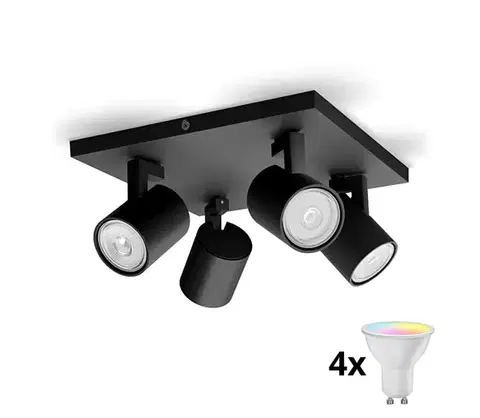 Svietidlá Philips - LED RGBW stmievateľné bodové svietidlo RUNNER 4xGU10/6,5W/230V čierne P5854+4xAI0589