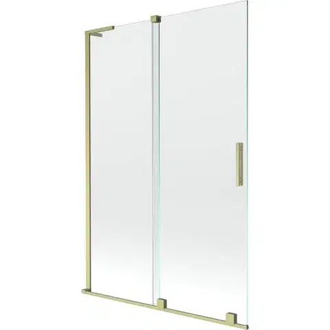 Sprchové dvere MEXEN/S - Velar L dvojkrídlová posuvná vaňová zástena 120 x 150, transparent, zlatá kartáčovaná 896-120-003-01-55