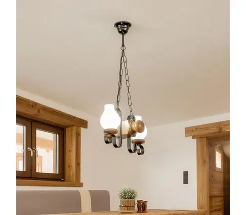 Svietidlá BRILAGI - Luster na reťazi RUSTIC 2xE14/40W/230V buk/orech EX-01029