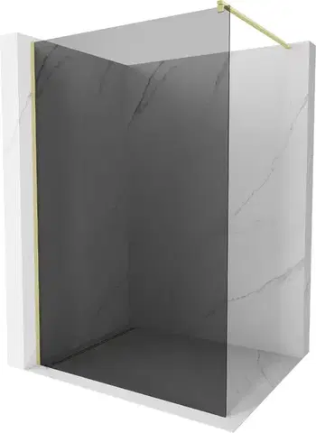 Sprchové dvere MEXEN/S - Kioto Sprchová zástena WALK-IN 70 x 200, grafit 8 mm, zlatá kartáčovaná 800-070-101-55-40