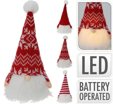 Vianočné dekorácie Kinekus Postavička trpaslík LED 9x9x23 textil mix