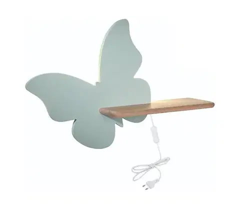 Svietidlá  LED Detské nástenné svietidlo s poličkou BUTTERFLY LED/5W/230V zelená/drevo 21-85160